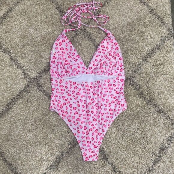 Shein Leopard Print Criss Cross One Piece Swimsuit Size XL NEW - Picture 4 of 8